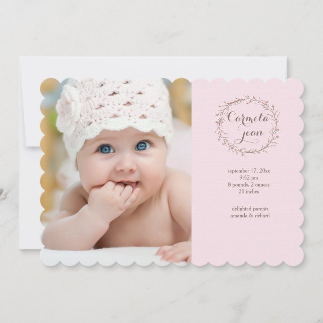 Födelsemeddelande om små buds-foto meddelande (Framsida)