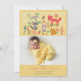 Födelsemeddelande om trädsdjur Nyfödd bebis Inbjudningar