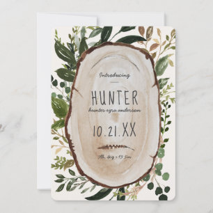 Födelsemeddelande om träskivor spara datumet