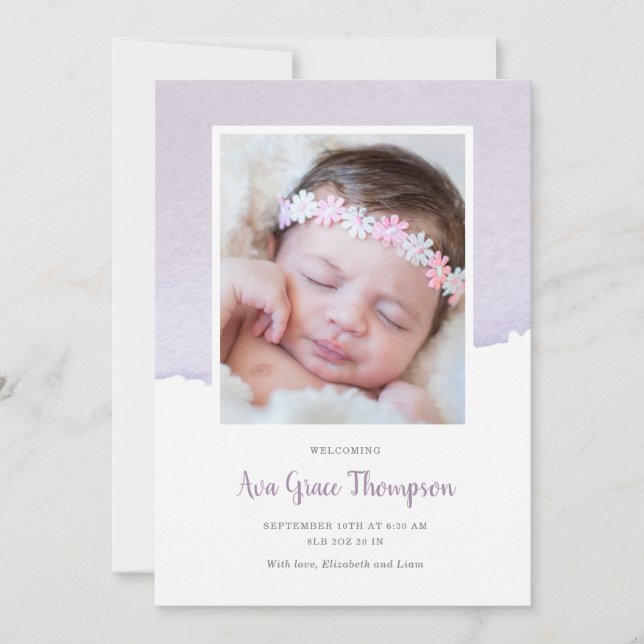 Födelsemeddelande om vattenfärg meddelande (Framsida)