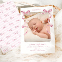 Födelsemeddelande om viskartad Rosa Bows Baby
