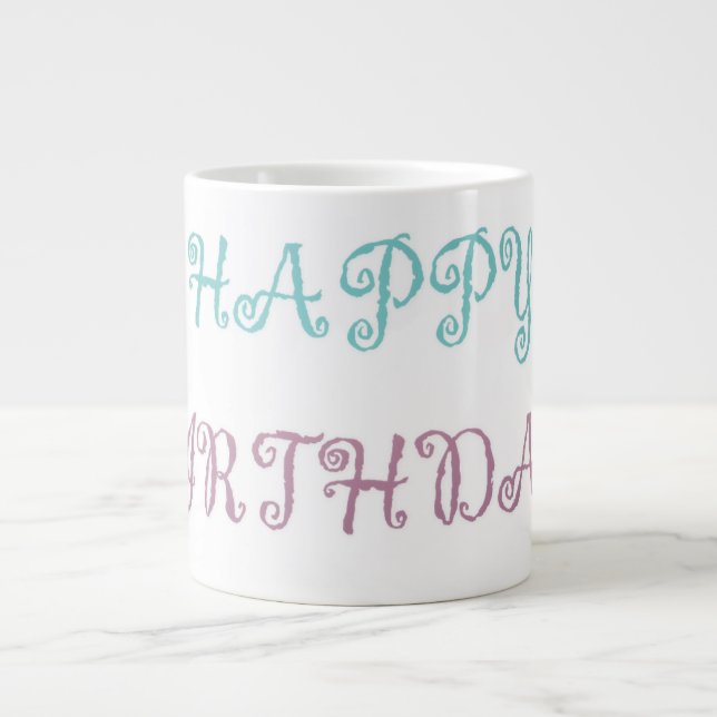 Födelsemeddelande rosa finare-skript jumbo mugg (Framsidan)