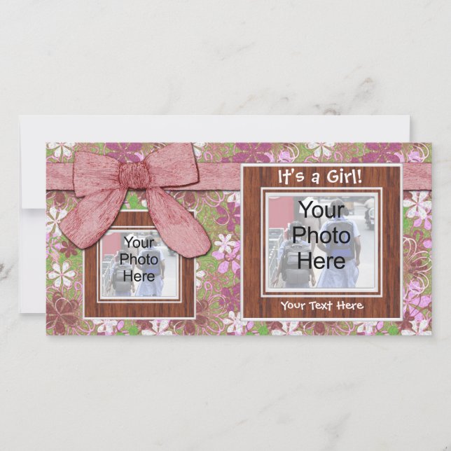 Födelsemeddelande, Rosa Ramar och kupékort Meddelande (Framsida)