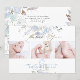 Födelsemeddelande+Shower Tack Blue Sweet Pea Inbjudningar