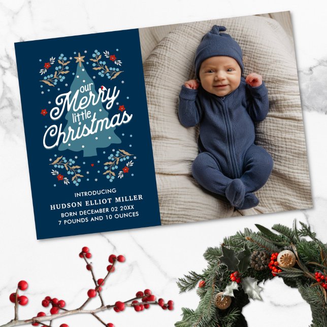 Födelsemeddelande: Vår lilla lilla julkort Meddelande (Christmas birth announcement card)