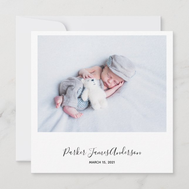 Födelsemeddelandet "Direktfoto i Stil" med det mod Inbjudningar (Framsida)