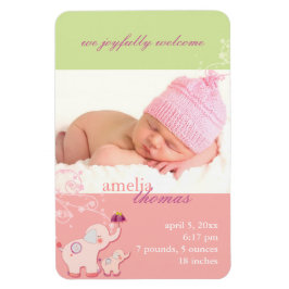 Födelsemeddelandet Elephant KÄRLEK Flicka Photo Bi Magnet