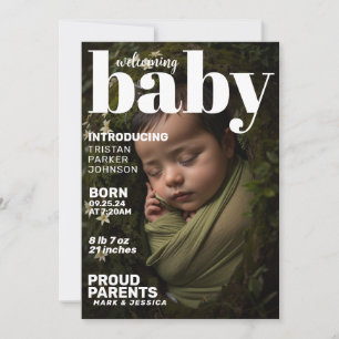 Födelsemeddelandet i den moderna tidskriften Baby Meddelande
