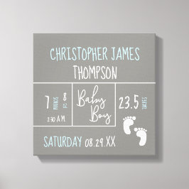 Födelsemeddelandet Modern Blue Grått Pojke Canvastryck
