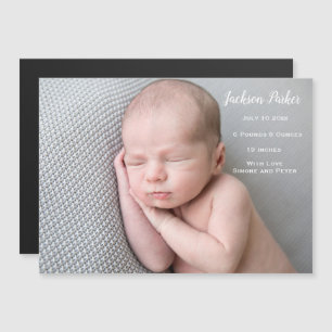 Födelsemeddelandet Nyfödd baby-foto bild Magnetisk Inbjudningskort