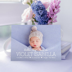 Födelsemeddelandet om min Namn Editable Färg Baby Julkort