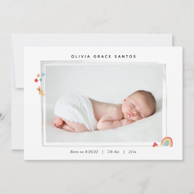 Födelsemeddelandet Tiny Rainbow Baby Meddelande (Framsida)