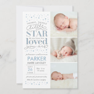 Födelsemeddelandet Twinkle Multi Photo Pojke Meddelande