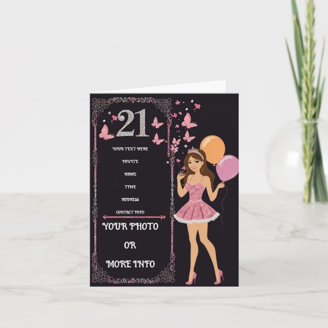 Födelsemönsterdesign med fotoalternativ för person inbjudan (Framsida)