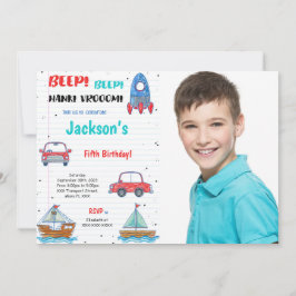 Födelsemotofoto vatten Färg Transport Inbjudningar