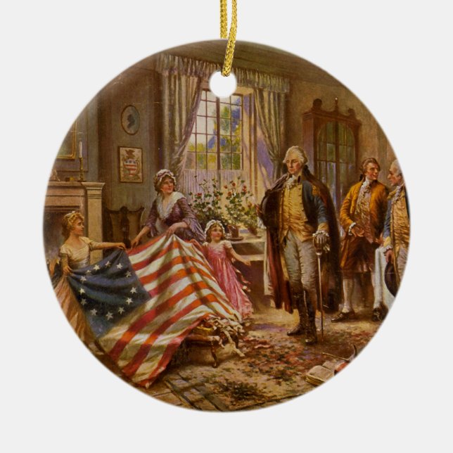 Födelsen av old glory av Percy Moran Julgransprydnad Keramik (Framsidan)