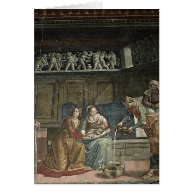 Födelsen av oskulden, 1485-90 hälsningskort (Framsidan)