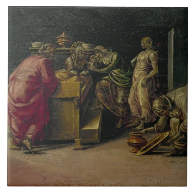 Födelsen av St John det baptistiskt (olja på Kakelplatta (Framsidan)