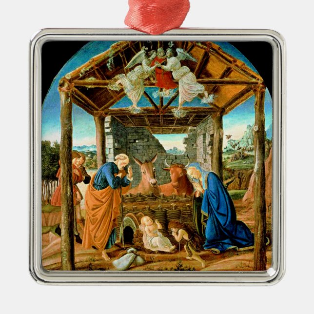 Födelsen, berömd målning av Sandro Botticelli Julgransprydnad Metall (Framsidan)