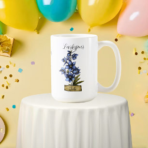 Födelseort Flower JULY Birthday Larkspur Kaffemugg