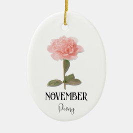 Födelseort: Flower NOVEMBER Birthday Peony Rosa Julgransprydnad Keramik
