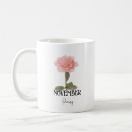 Födelseort: Flower NOVEMBER Birthday Peony Rosa Kaffemugg