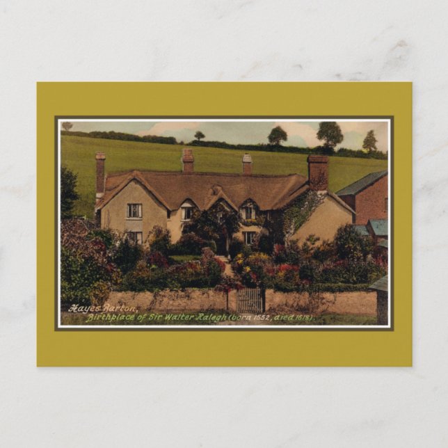 Födelseort: Herr Walter Raleigh, Hayes Barton Vykort (Framsida)