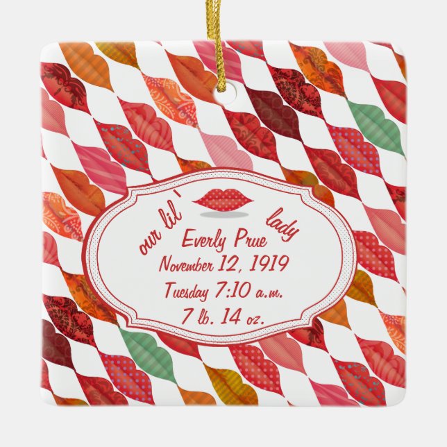 Födelseort Hipster Flicka Retro Lil Dam Julgransprydnad Keramik (Framsida)