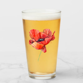 Födelseort i augusti: Red poppy Watercolor Blommig Glaskopp