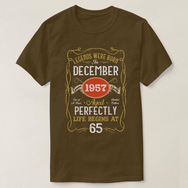 Födelseort i december 1957 65e födelsedag 65 år t shirt (Design framsida)