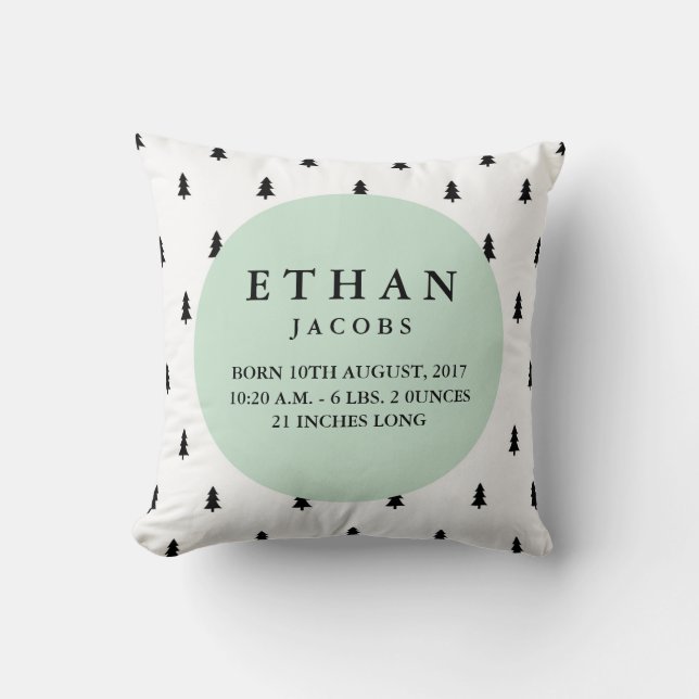 Födelseort Modern Woodland Nursery Pillow Kudde (Framsida)