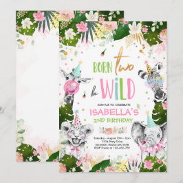 Födelseort två: Vilden Birthday Safari Animals Par Inbjudningar