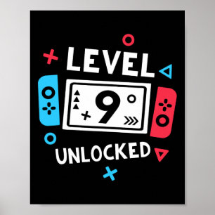 Födelseskorta Pojke Nivå 9 Upplåst TV-spel Par Poster