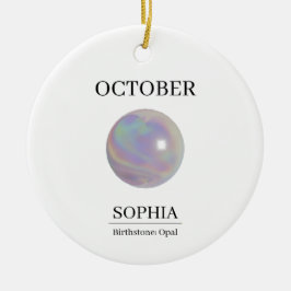 Födelsestein Oktober Födelsedagsnamn Opal Julgransprydnad Keramik