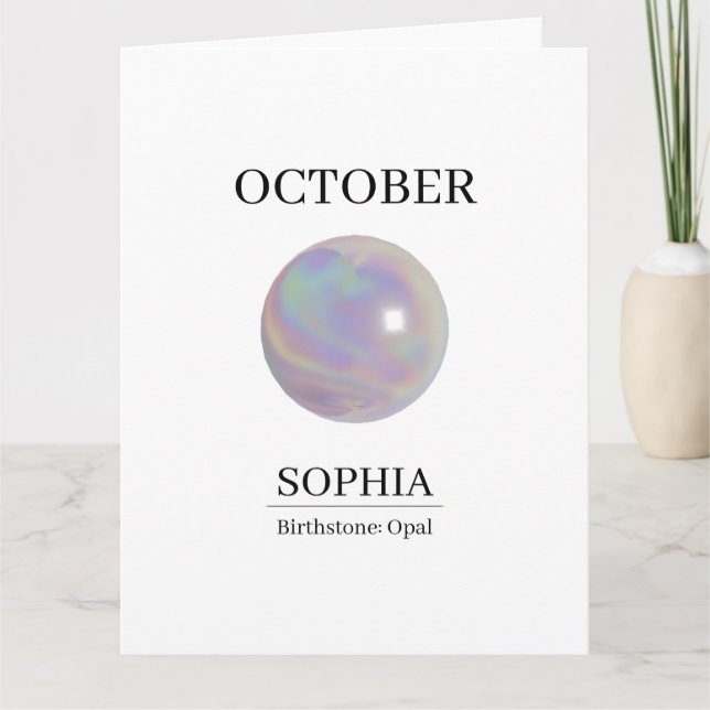 Födelsestein Oktober Födelsedagsnamn Opal Kort (Framsida)
