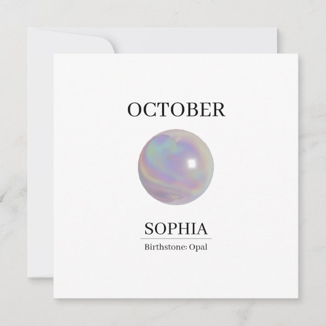 Födelsestein Oktober Födelsedagsnamn Opal Kort (Framsida)