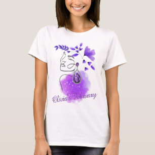 födelsesten, ametyst, februari,Anpassad, T Shirt