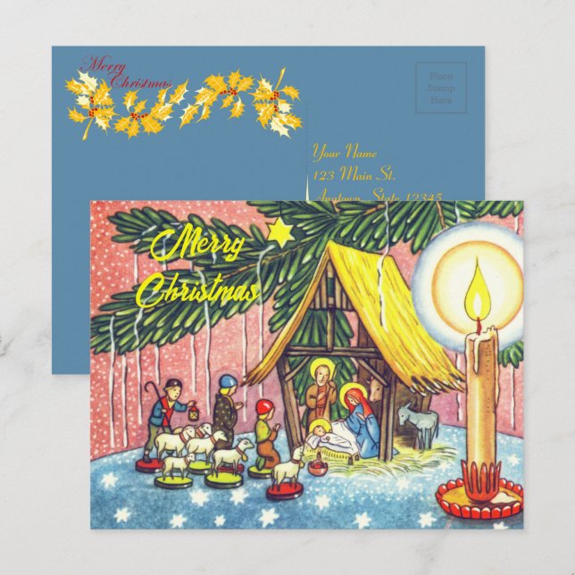 Födelsetal under Träd julkort Helg Vykort (Fram/baksida)