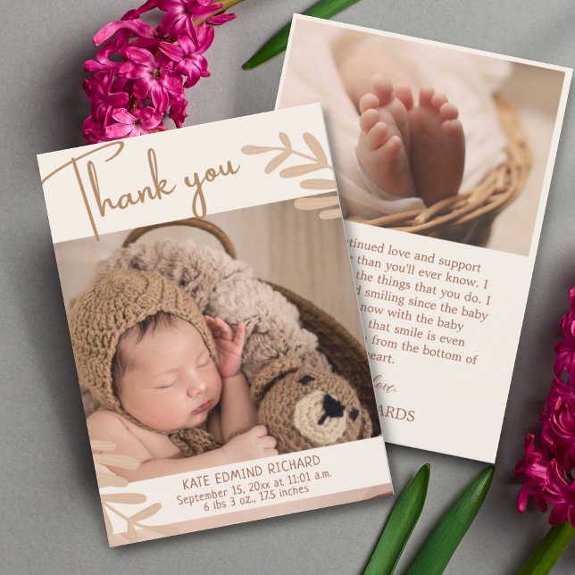 Födelsetalen Baby Birth Anouncement Tack Meddelande (Skapare uppladdad)