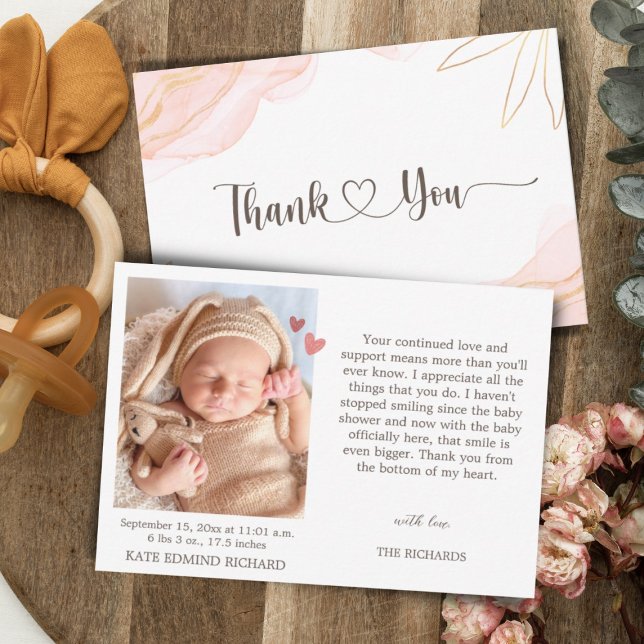 Födelsetalet Foto Baby Shower Birth Notice Tack Kort (Skapare uppladdad)