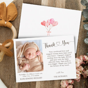 Födelsetalet Foto Nyfödd bebis Shower-meddelande Tack Kort