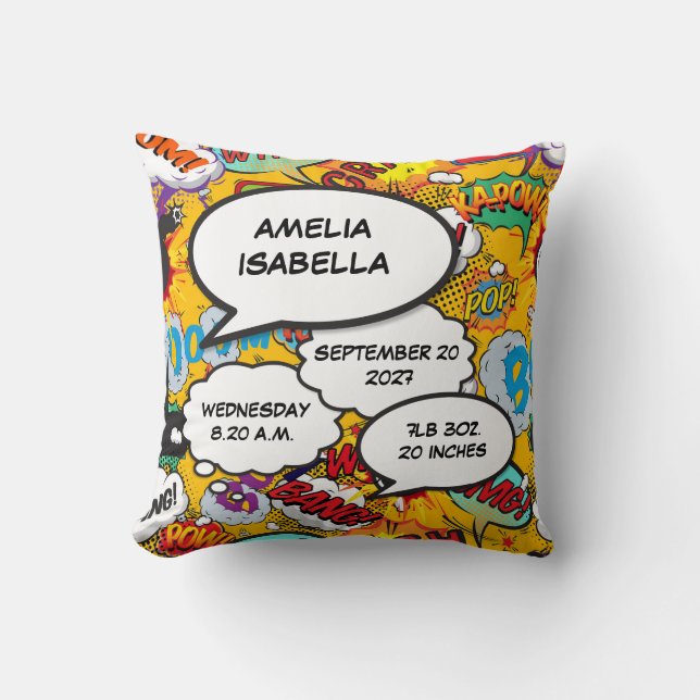 Födelsetestatistik Modern Rolig Seriebok Souvenir Kudde (Framsida)