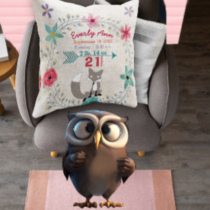 Födelsetter Flicka Woodland Creatures Fox Kudde