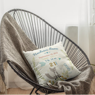 Födelsetter Pojke Woodland Creatures Fox Kudde