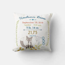 Födelsetter Pojke Woodland Creatures Fox Kudde