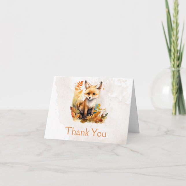 Foder för Woodland Fox Cute Baby Shower Photo Tack Kort (Framsida)
