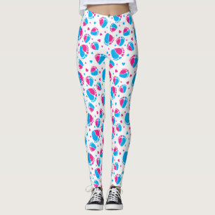 Foder och hjärtan i baby, blå och Rosa Färg Leggings
