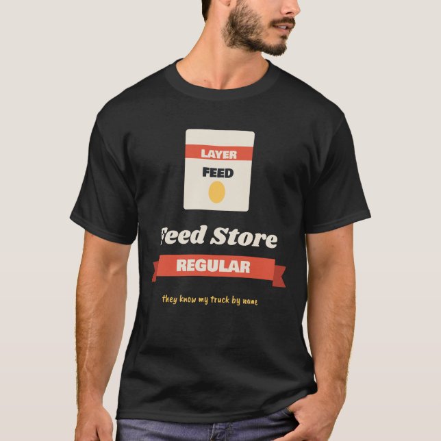 Foderbutik Vanlig Rolig Kycklingfoder Gård T Shirt (Framsida)