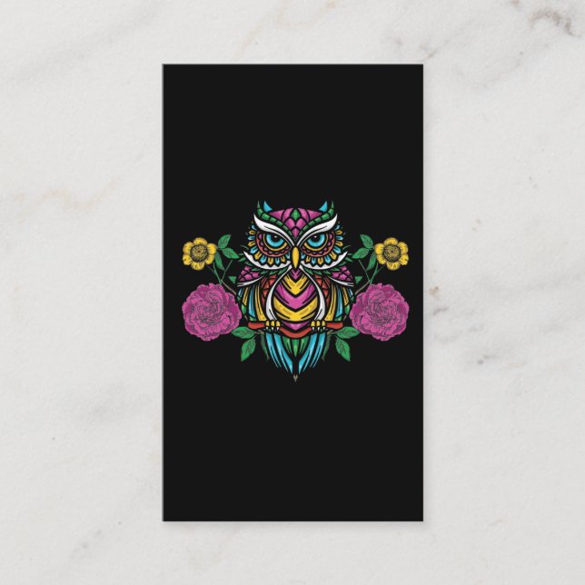 Foderdjur för färgad blommig Blommigt i Uggla Visitkort (Framsida)