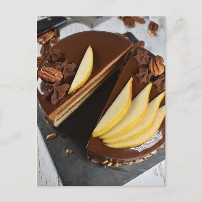Foderfoto Chocolate Pear Entremet Cake Vykort (Framsida)
